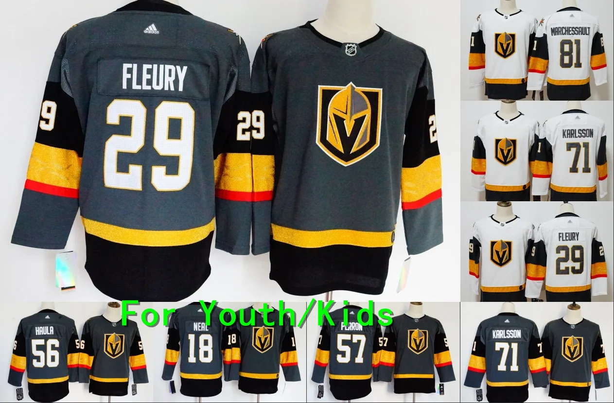 Молодежная вышивка прошитая Vegas Golden#71 Вильям Карлссон 29 Марк-Андрэ Флери 18 Джеймс Нил 56 Эрика Хола Дети Джерси