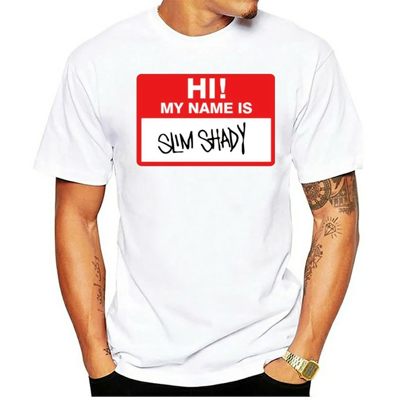 Футболка Eminem Hi с надписью My Name Is Slim Черная Мужская футболка в стиле хип-хоп рэп