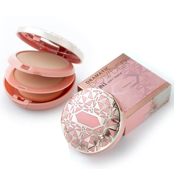 

Soft Translucent Compact Pressed Powder Face Contour Palette Finishing Powder Facial Makeup Corrector Highlighter Palette 2 in 1