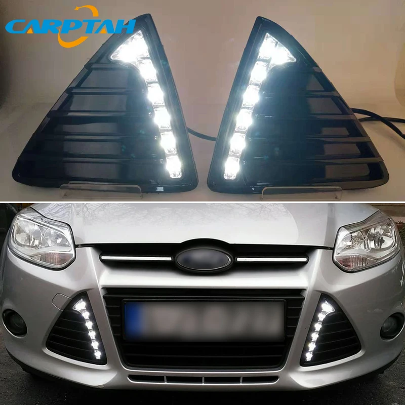 Støv sværd Grunde 12V Car LED DRL Daylihgts For Ford Focus 3 MK3 2012 2013 2014 Yellow Turn  Signal Fog Lamp Auto Daytime Running Light