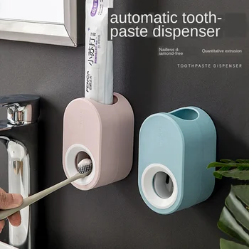 

Full-automatic Toothpaste Squeezer Hole-free Toothbrush Toothpaste Storage Rack Wall Hanging Lazy Squeezing Artifact Toothpaste