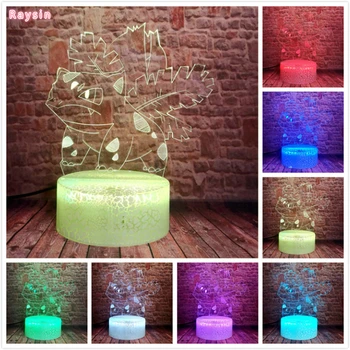 

Anime Cartoon Pokemon Go Bulbasaur Bright 7 Colors Change LED Night Light Child Boys Girls Bedside Decor Teens Fans Baby Gifts