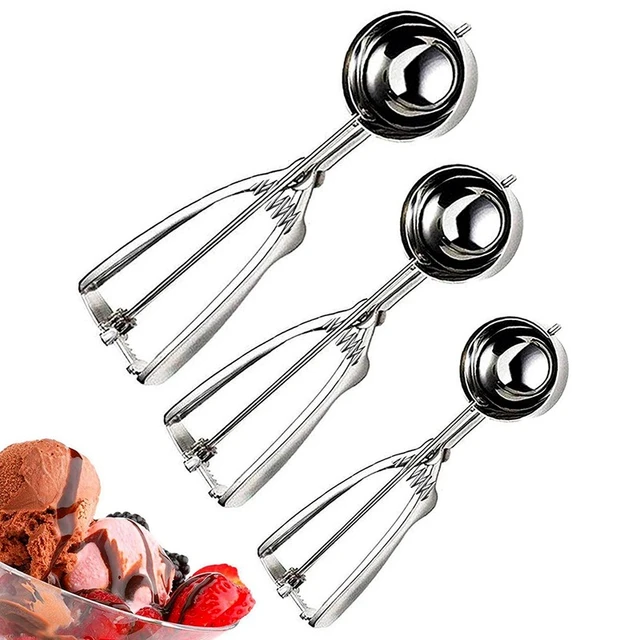 Ice Cream Scoop 4,5,6cm Stainless Steel With Trigger Cookie Scoop Spoon  Frozen Cooking Tools Ice Cream Decorating Tool - Ice Cream Tools -  AliExpress