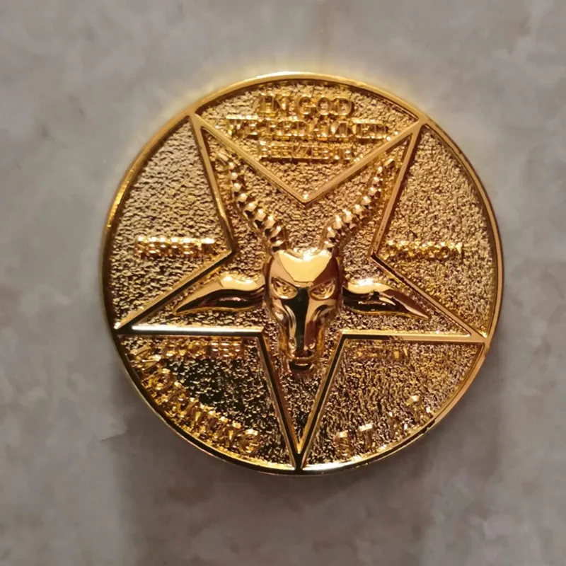 Золотой Lucifer Morning Star Satanic Pentecostal Coin Specie аксессуары для косплея реквизит - Цвет: Золотой