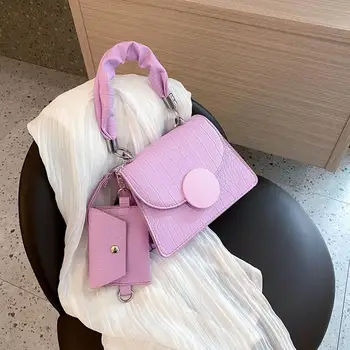 

Casual Women Shoulder Bag Crescent Contrast Color PU Small Crossbody Phone Bag Youth Ladies Simple Versatile Bag