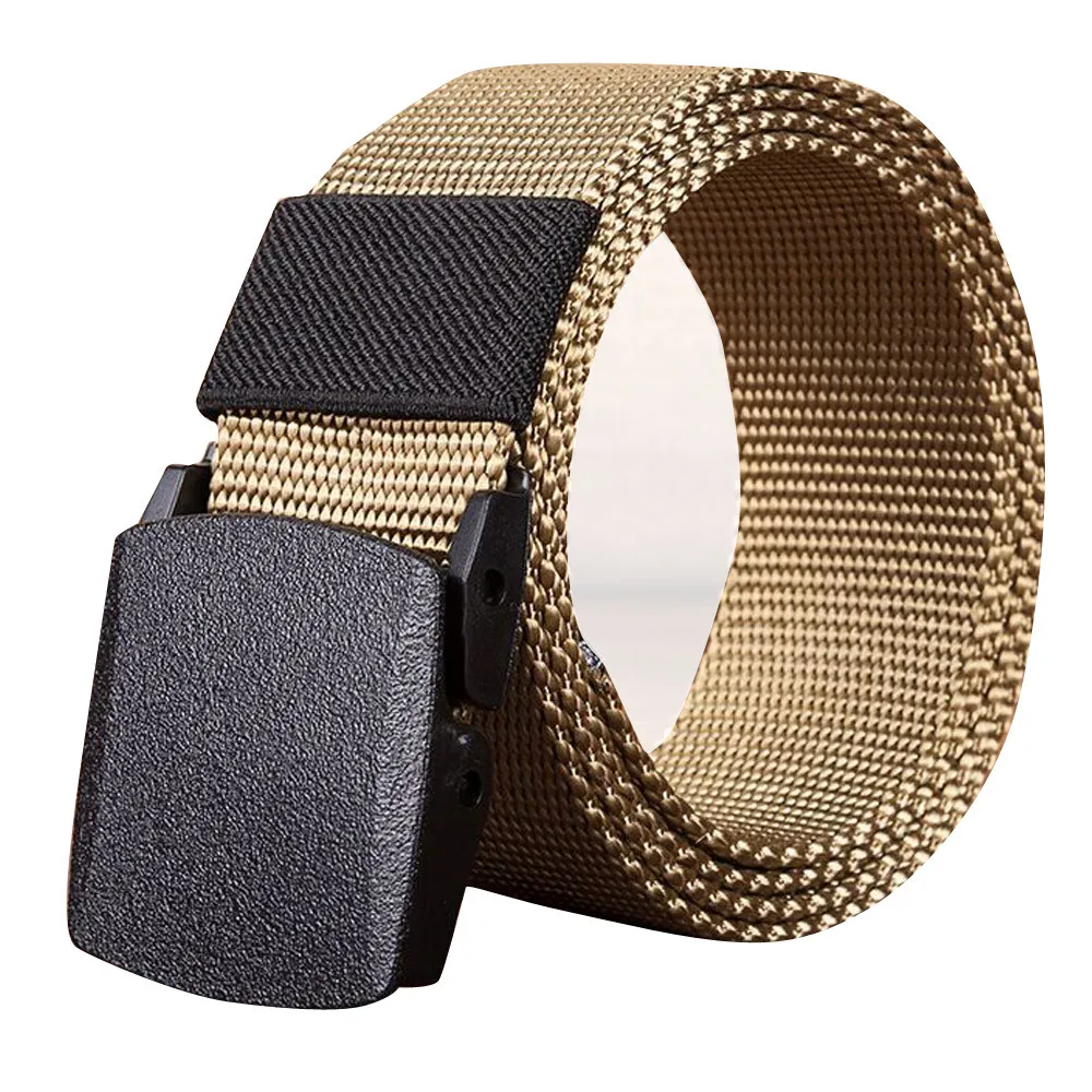 

Men'S Casual Fashion Tactical Belt Plastic Automatic Buckle Youth Students Belt Outdoor Sports Training Strap Drop Shipping