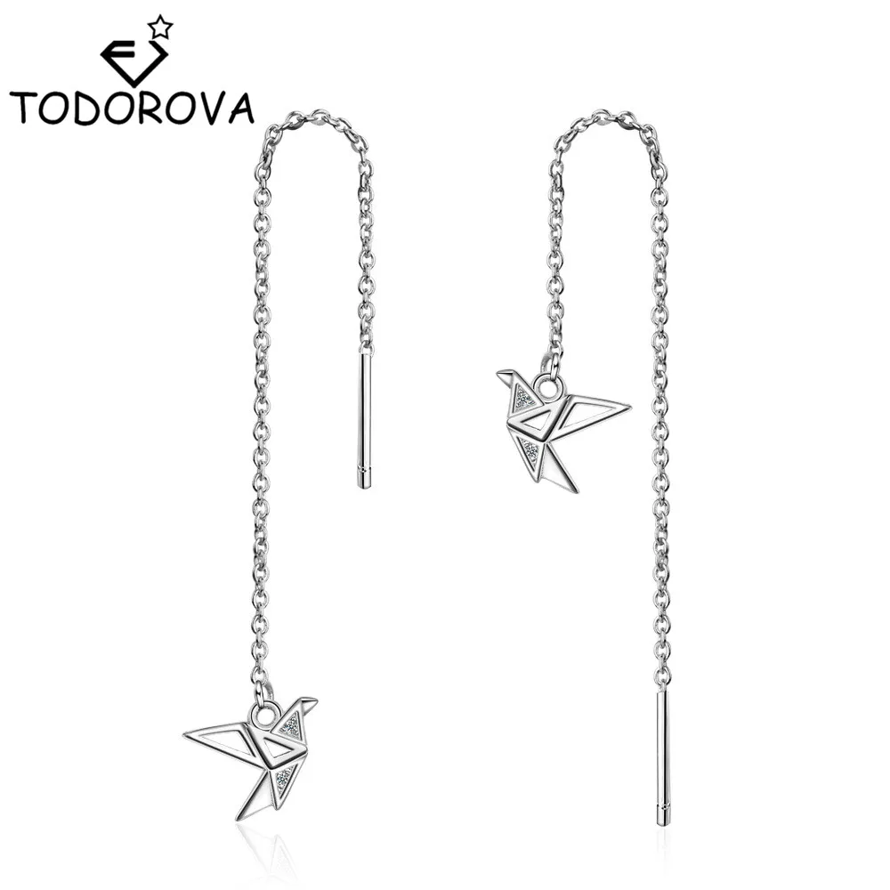 

Todorova Origami Paper Crane Little Bird Dangle Earrings for Girls Long Chain Tassel Earring Korean Fashion Women Earrings