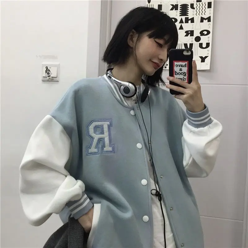 Girls Fashion Letter Embroidered Snap Button Varsity Jacket, Versatile Baseball  Jackets With Pocket - Temu