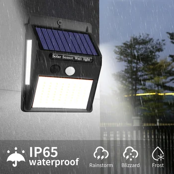 

Junejour Solar Light Outdoor Solar Lamp 100 LED PIR Motion Sensor Wall Light Waterproof Solar Powered light for Garden Decor