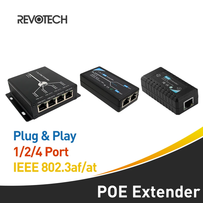 Extensor POE Plug & Play de 10/100Mbps con estándar IEEE 802.3at/af para dispositivos de red POE de 100-120 metros