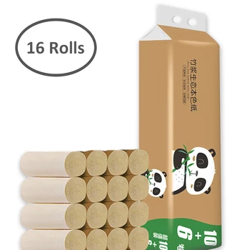 

16 Rolls/lot High Quality Virgin Bamboo Pulp 4 Ply Soft Toilet Paper Rolling Paper Water Absorption Household Cleaning