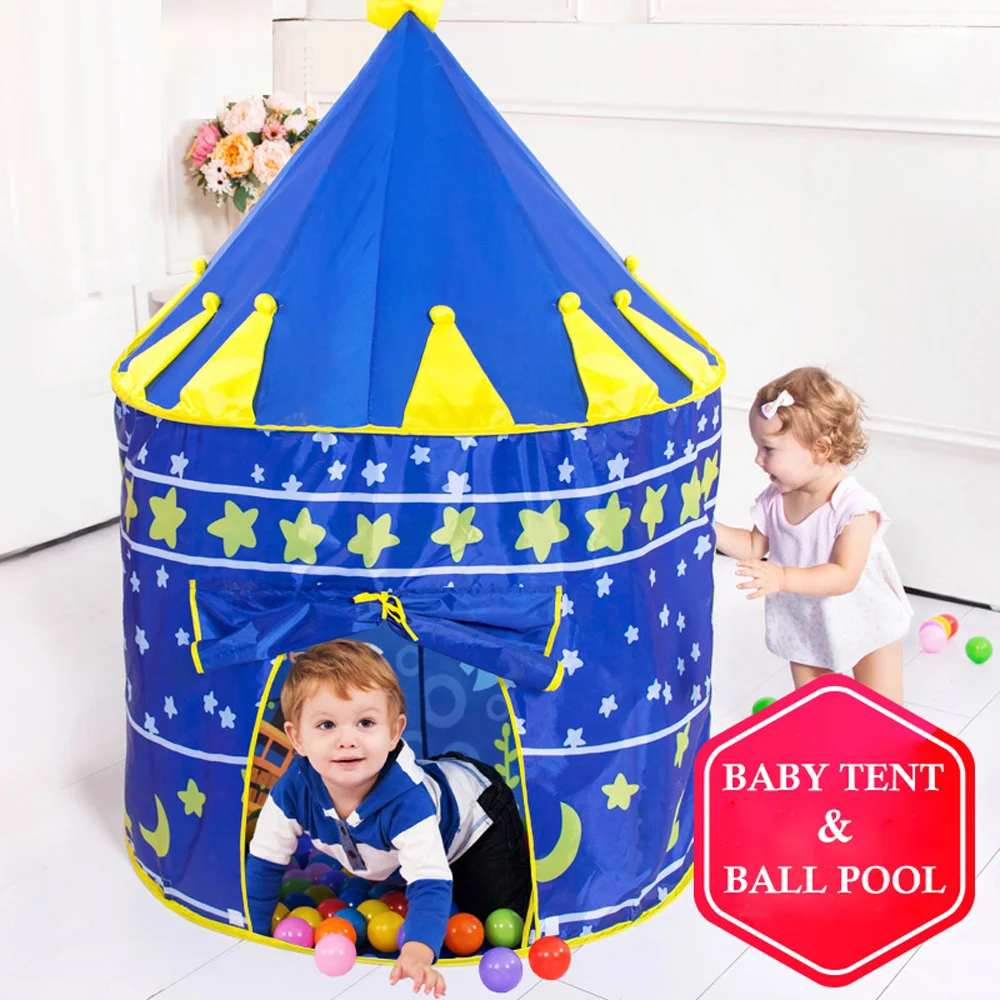 Портативная складная палатка принца принцессы детская с замком|Игровые палатки|