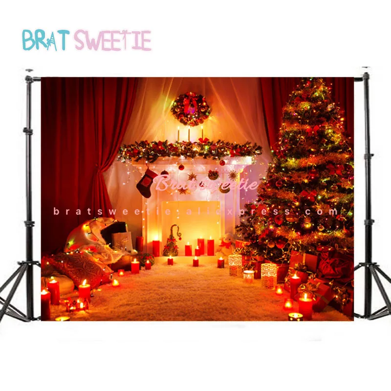 

2020 Christmas Decorations for Home Photography Backdrops Christmas Tree Fireplace Background Retro Vintage Party Supplies