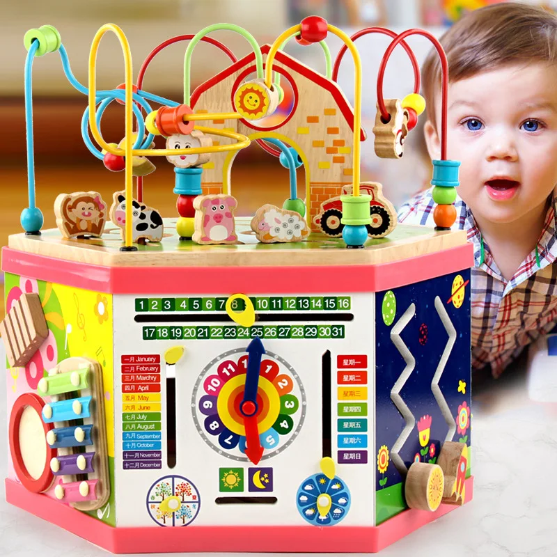 

Large Bead-stringing Toy Treasure Chest Beaded Bracelet Children Educational Force Baby Infant Early Education Wooden GIRL'S And