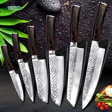 Кухонный нож, 8 дюймов, профессиональные японские поварские ножи 7CR17 440C, высокоуглеродистая Нержавеющая сталь, нож для мяса, нож сантоку