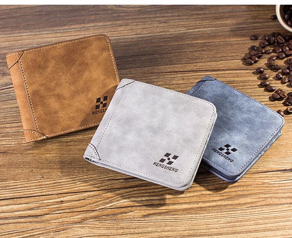 Men Retro Frosted PU Wallet Two Folding ID Credit Card Holder Clutch Luxury Purse 2019 Men Wallet Coin Pocket Women 826