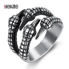 Shengmei, регулируемое реалистичное мужское кольцо в виде когтя дракона из нержавеющей стали, черные вечерние мужские кольца в подарок