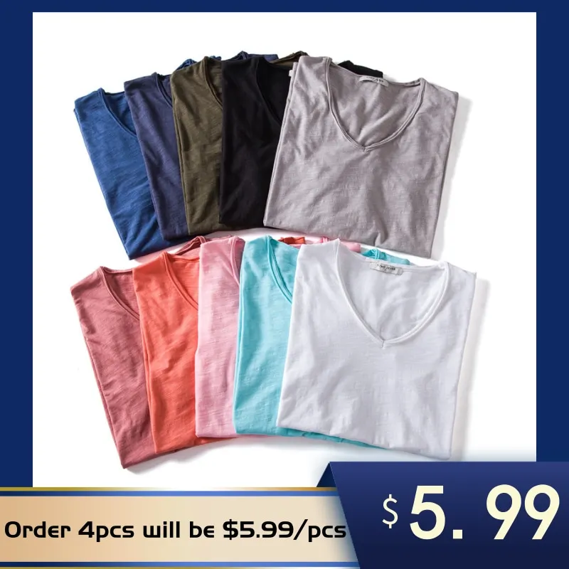 2020 New Summer 10 Colors V-neck T-shirt Men 100% Combed Cotton Solid Short Sleeve T Shirt Men Fitness Undershirt Male Tops Tees 2020 New Summer 10 Colors V-neck T-shirt Men 100% Combed Cotton Solid Short Sleeve T Shirt Men Fitness Undershirt Male Tops Tees