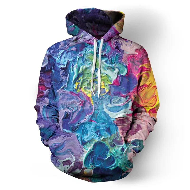Кислотная Ванна красочные микс 3D все печатные Crewneck толстовки хип хоп хипстерская уличная одежда забавная Унисекс Женская одежда - Цвет: V17