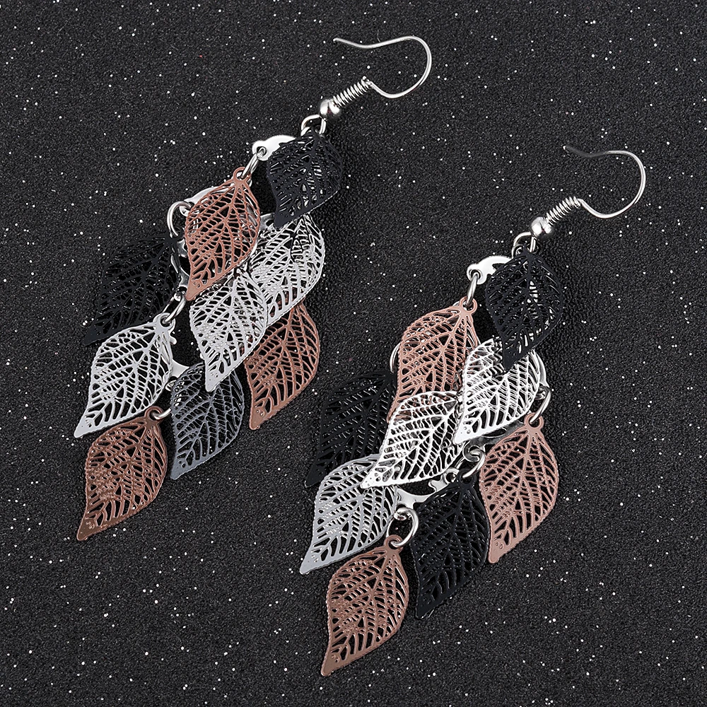 Seven-color small nine leaf accessories Leaves Earring Bohemian Jewelry Dangle Drop Earrings Cute decoration Women Gift