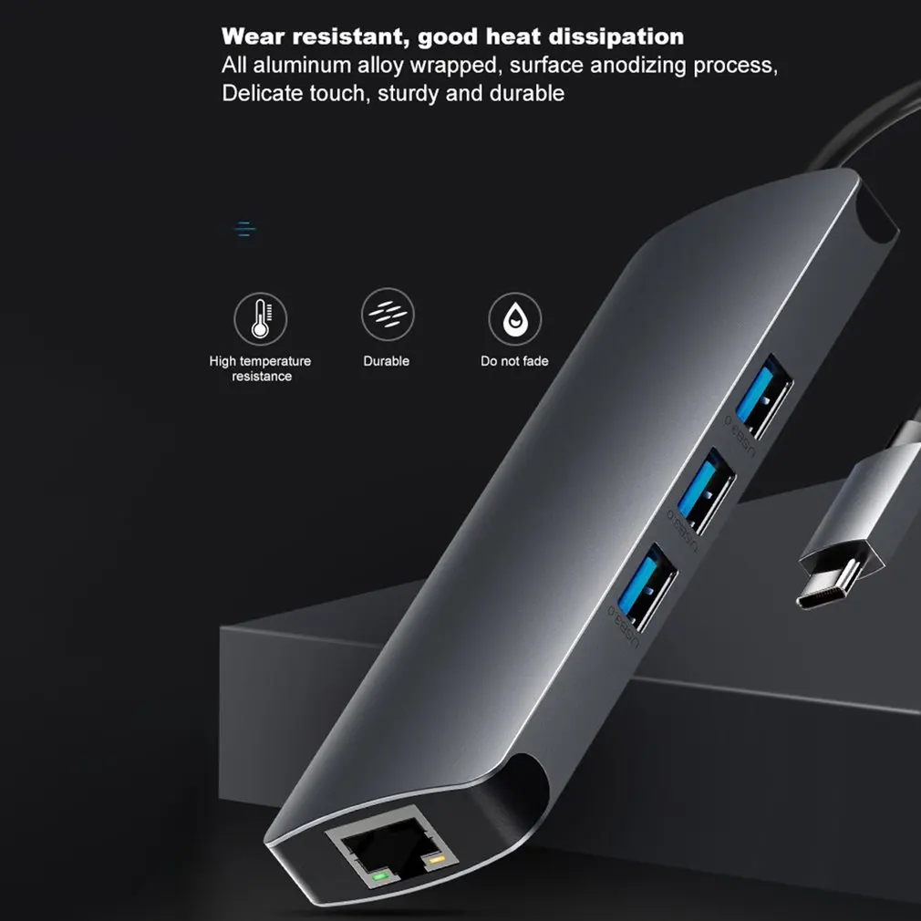 USB C к Rj45 Lan 4K HDMI 3 USB 3,0 SD карта 3,5 мм аудио порт 9 в 1 Тип C док-адаптер концентратор PD Зарядка для Macbook/S8 Dex режим