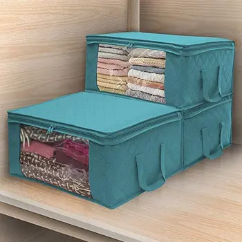 

New Folding Storage Box Dirty Clothes Collecting Case Non Woven Fabric With Zipper Moisture-proof Toys Quilt Storage Box