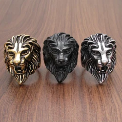 Majestic King Lion Head Ring - Stainless Steel with Silver, Gold, and Black Plating - 8 (R742 Silver Color)