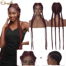 S-noilite 36inch syntetyczne plecione peruki 4 warkocze Twist włosów peruki dla czarnych kobiet afroamerykanin Cornrow pleciona koronkowa peruka