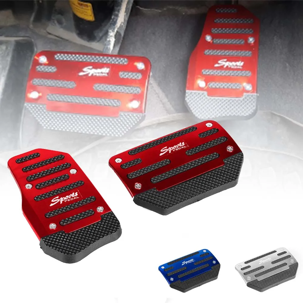 

Universal Car Interior Parts Aluminum Automatic Gear Brake Accelerator Non-Slip Foot Pedal Pad Cover 2Pcs/set Red/Blue/Silver