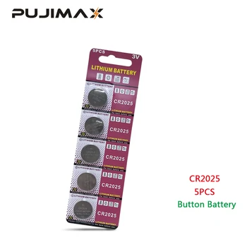 

PUJIMAX CR2025 5pcs / pack calculator button battery watch DL2025 BR2025 remote control 3V disposable lithium Cell Coin battery