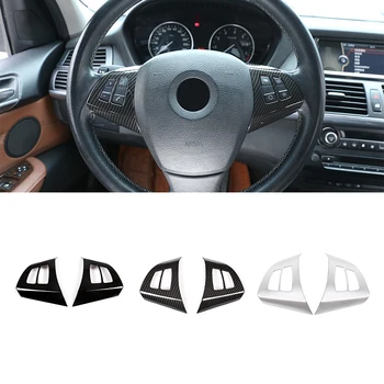 

For BMW X5 E70 2008 2009 2010 - 2013 Car Carbon Fiber Style Interior Steering Wheel Switch Button Frame Cover Replacement Trim