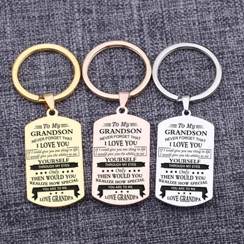 

Accessories Dog Tag To My Grandson I Love You Car Bag Charms Keychain Engraved Trinket Gift Jewelry Keyrings Pendants Grandchild