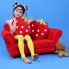 Современный корейский стиль татами группа Закрыть ребенка маленький диван дети диван прекрасный мультфильм ткань искусство клубника диван красный Zitzak Bean Bag