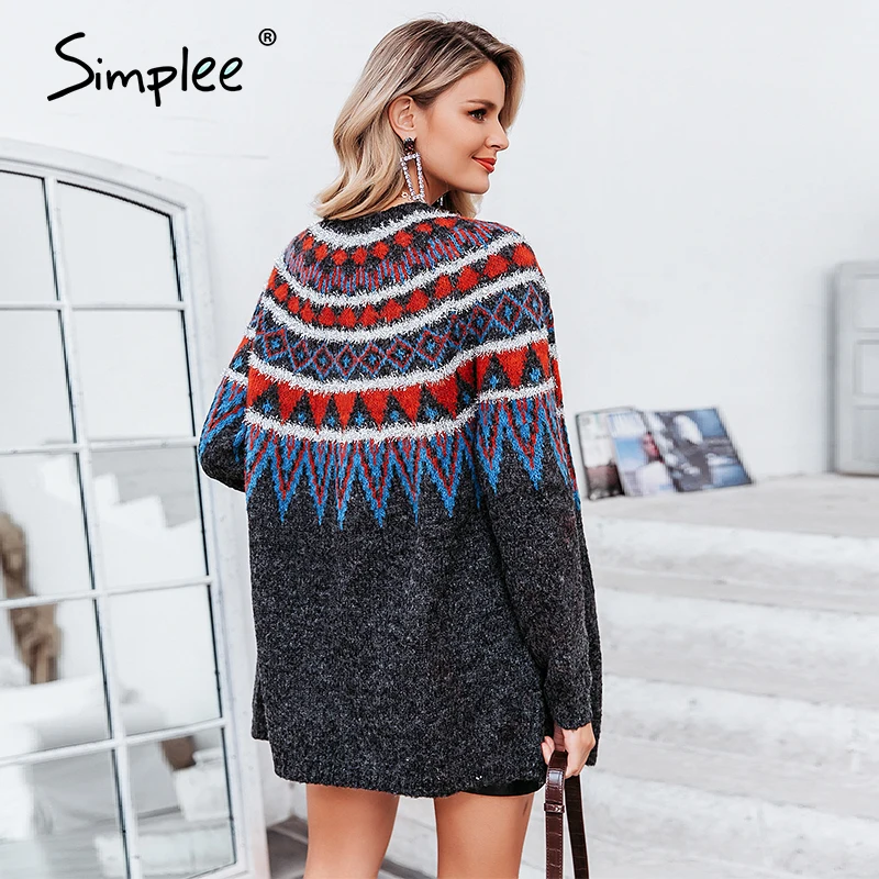 Женский вязаный белый кардиган Simplee Фэр Айл Длинный жакет на каждый день для