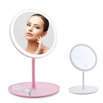 

Makeup Mirror With Led Mirrors Vanity Backlit Daylight Illuminated Touch Screen Adjustable USB Desk Cosmetic Detachable/Storage