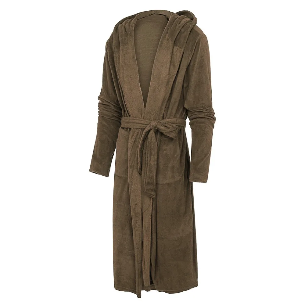 Men Bathrobe Robes Sleepwear Winter Plush Lengthened Shawl Home Clothes Long Sleeved Robe Coat Ochtendjas Heren#2N06