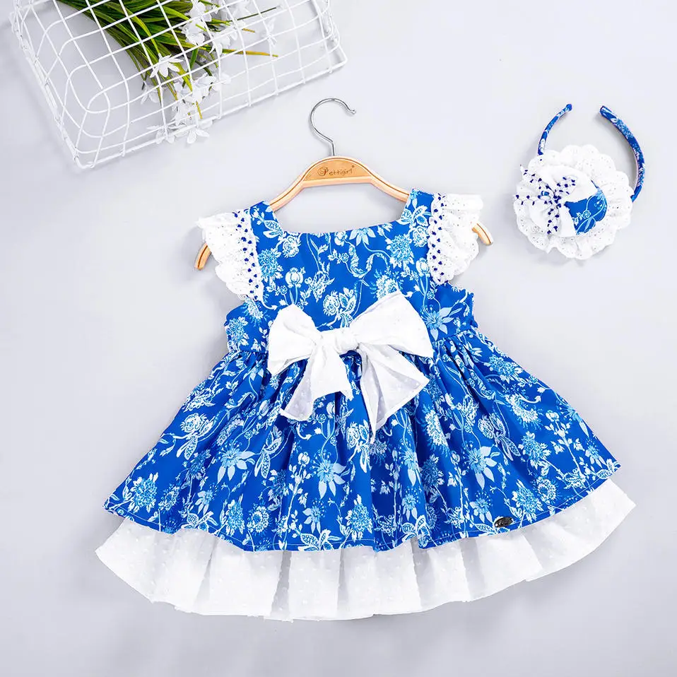 Pettigirl Summer Lolita Spanish Bow Sleeveless Princess Baby Party Dress for Cute Girl Turkey For Bady | Детская одежда и обувь