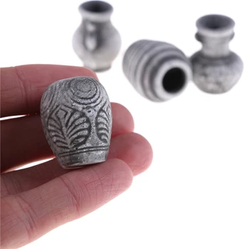

New Cute Gray Ceramic Porcelain Vase Pot Room Ornament Set of 4pcs 12th Scale doll miniatures