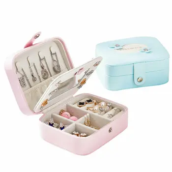 

Portable Travel Jewelry Box Organizer Leather Jewellery Ornaments Case Storage