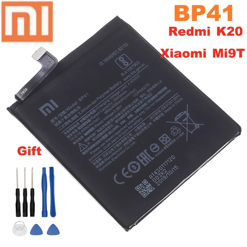 BP41 100% Оригинальный телефонный аккумулятор XIAO MI для Xiaomi Redmi K20 / Mi 9T сменные батареи