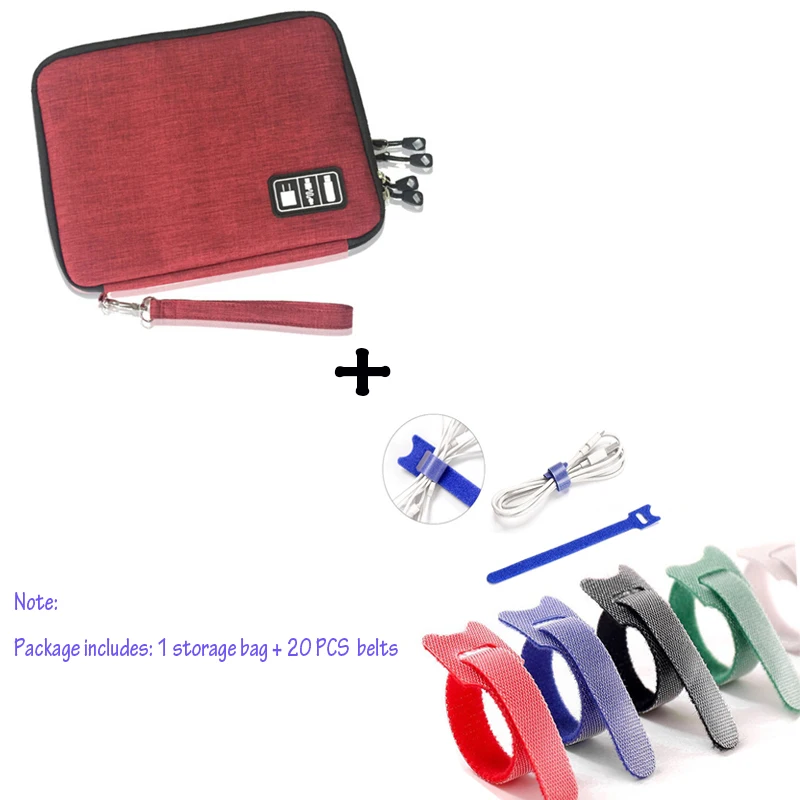 Red-M-Set TUUTH дорожный кабель для хранения сумка Органайзер электронный цифровой водонепроницаемый iPad органайзер USB кабель для передачи данных и зарядки провода - Цвет: Red-M-Set