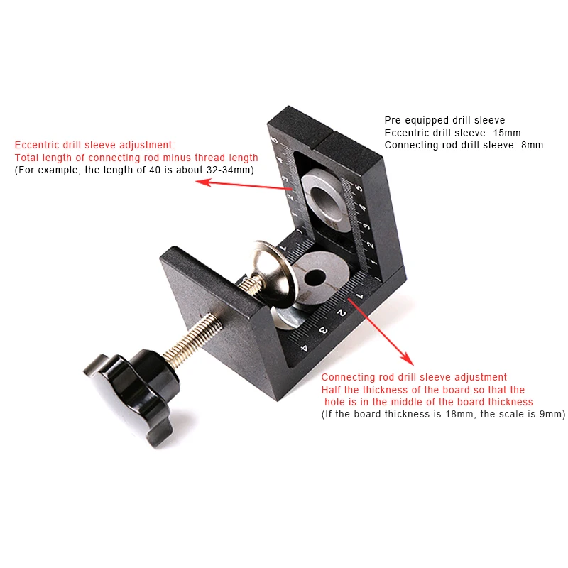 

3-in-1 Woodworking Doweling Jig Kit Adjustable Drilling Guide Puncher Locator with Drill Bits Carpentry Tools MJJ88