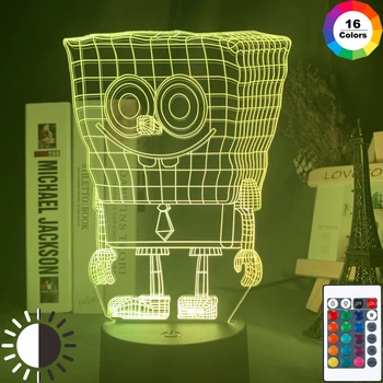 

Cute Cartoon SpongeBob SquarePants Figure Color Changing Nightlight for Kids Bedroom Decor Christmas Gift Yellow Led Night Light