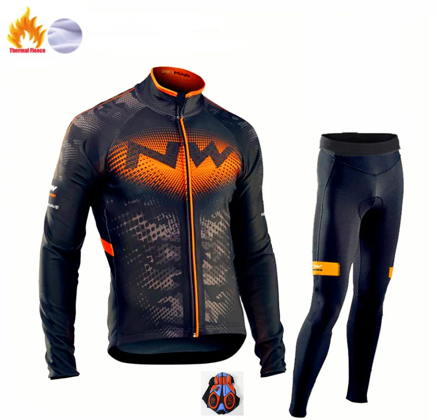 Winter Cycling Suit Northwave теплая Зимняя Теплая Флисовая велосипедная одежда NW Мужской трикотажный костюм для езды на велосипеде MTB Одежда комбинезон комплект - Цвет: Winter Cycling Suit