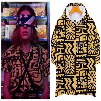 

Film Stranger Things Season 3 Cosplay 3D printing Eleven Character hoodie sweater Short sleeve Ice cream shop assistant clothing