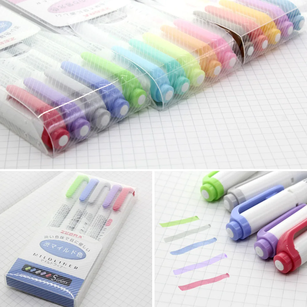 Оригинальная ручка хайлайтер Zebra Mildliner с двумя вкладышами японский мягкий лайнер