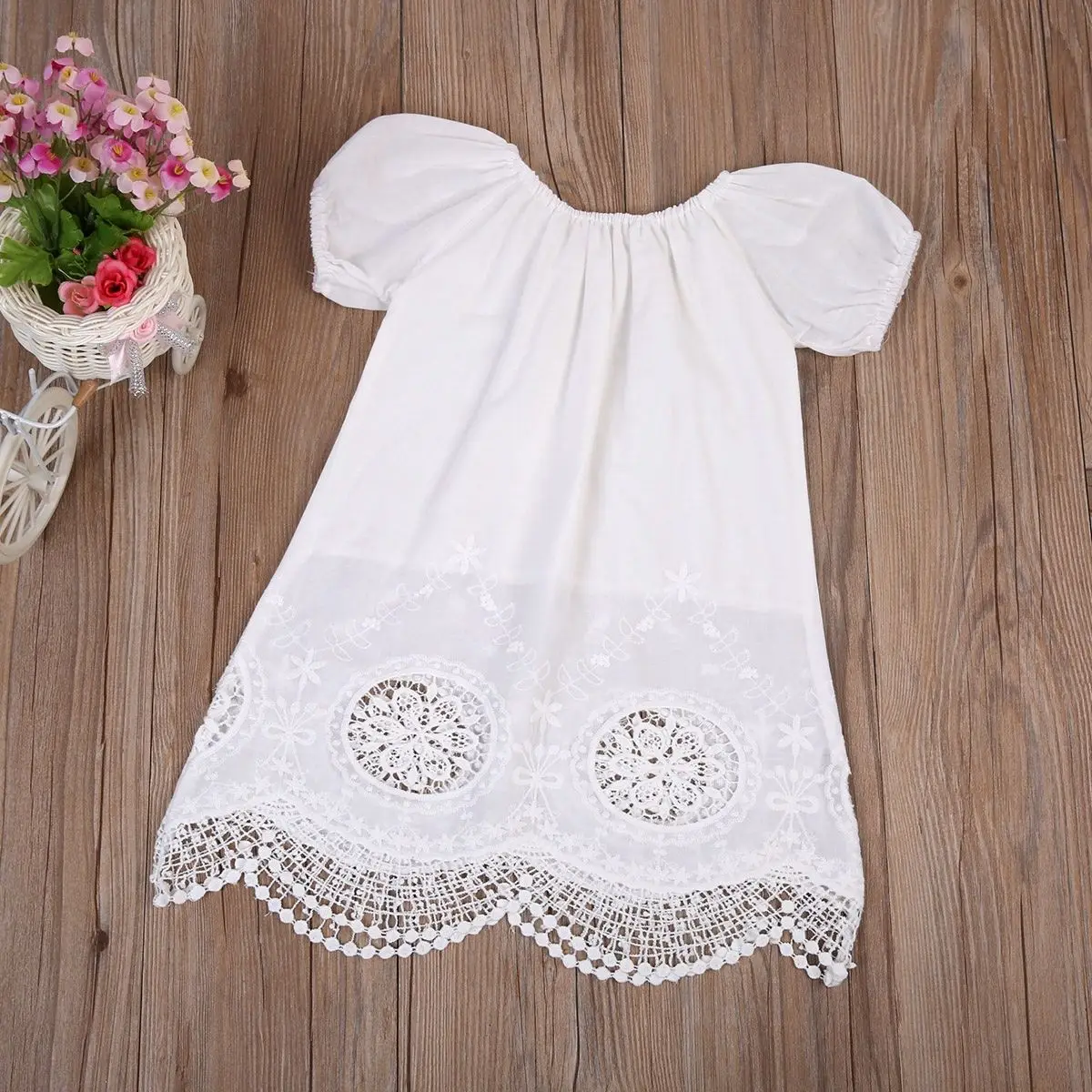 Vestido de manga corta para niña de 0 a 4 años, ropa de encaje de algodón para el sol, Fiesta en la playa, vacaciones, boda, Túnica - AliExpress Madre y niños