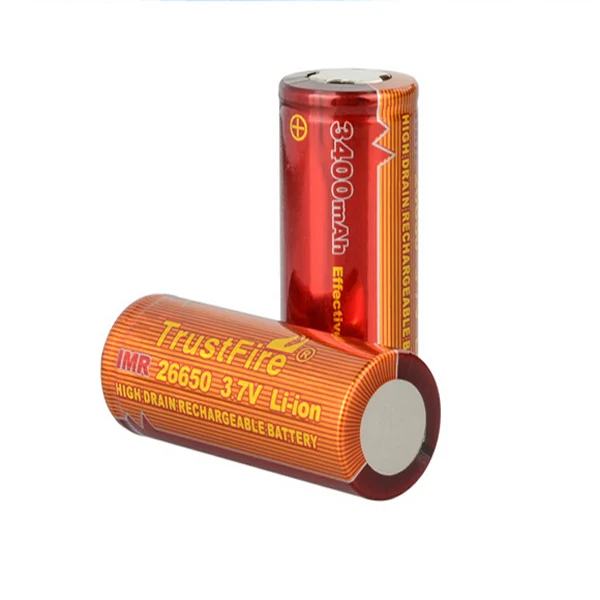 

TrustFire IMR 26650 3.7V 3400mah High Drain Rechargeable Lithium Battery with Safety Relief Value for Lamps LED Flashlights