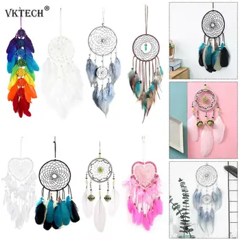 

Colorful Feathers Beads Pure Handmade Long Dream Catcher Wall Hanging Dreamcatcher Craft Gift Car Home Decoration
