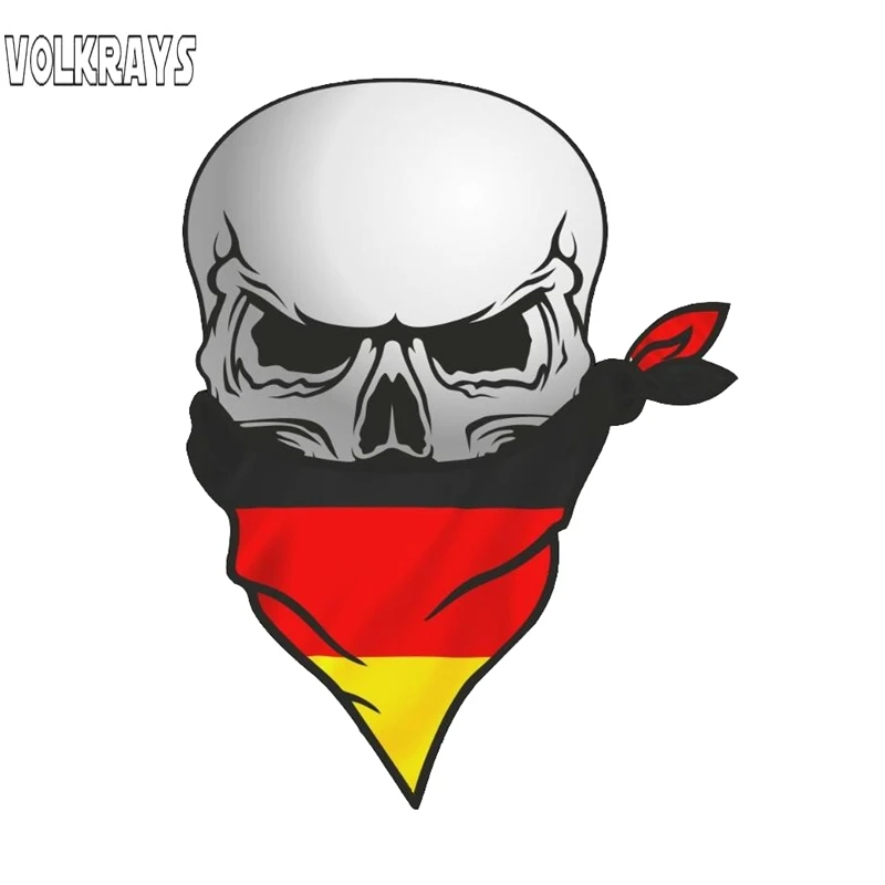 Volkrays 3D Car Sticker Pirate Skull with Face Bandana&ampGermany German Flag Motif External Vinyl Motorcycle Decal 15cm*10cm | Автомобили